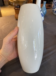 A Chinese monochrome white-glazed vase, 18th C.