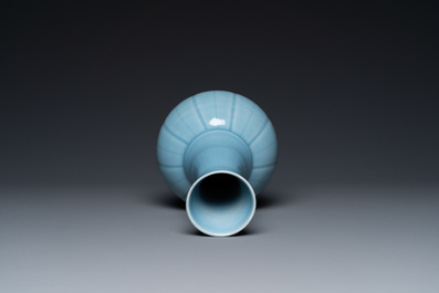 A Chinese monochrome lavender-blue-glazed bottle vase, Yongzheng mark, Republic
