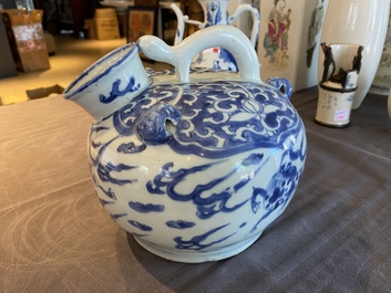 A Chinese blue and white water jug with flying horses, Wanli
