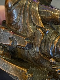Luohan souriant en bois de bambou sculpt&eacute;, Chine, 18&egrave;me