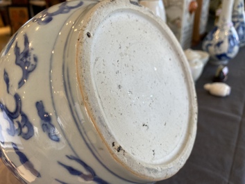 A Chinese blue and white water jug with flying horses, Wanli