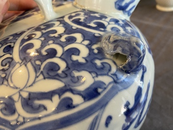 A Chinese blue and white water jug with flying horses, Wanli