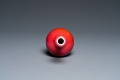 A Chinese monochrome ruby-glazed garlic head bottle vase, Qianlong mark, Republic