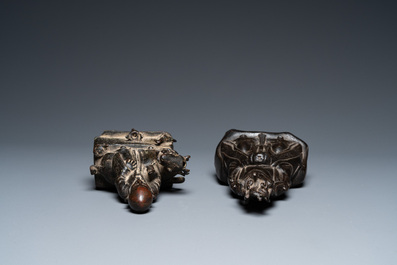 Deux sculptures en bronze figurant Shou Lao et Guanyin, Chine, Ming