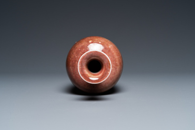 A Chinese peachbloom-glazed 'sanxian ping' vase, Kangxi mark but probably later