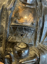 Bouddha de M&eacute;decine ou Bhaishajyaguru en bronze dor&eacute; et laqu&eacute;, Sino-Tibet, Ming