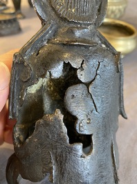 Bouddha de M&eacute;decine ou Bhaishajyaguru en bronze dor&eacute; et laqu&eacute;, Sino-Tibet, Ming