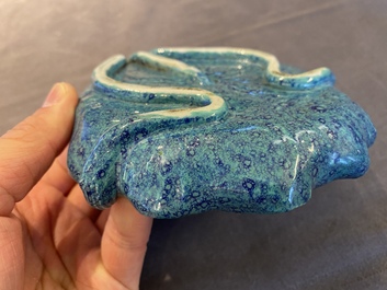 A Chinese robin's egg-glazed lotus brush washer, 19/20th C.