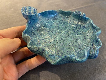A Chinese robin's egg-glazed lotus brush washer, 19/20th C.