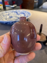 A small Chinese monochrome copper-red-glazed vase, Xuande mark, 19th C.