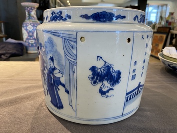 A Chinese blue and white 'Eight Immortals of the Wine Cup' (飲中八仙) bowl, Kangxi
