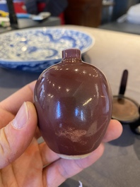 A small Chinese monochrome copper-red-glazed vase, Xuande mark, 19th C.