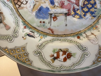 A Chinese famille rose plate after Cornelis Pronk: 'Doctor's visit', Qianlong