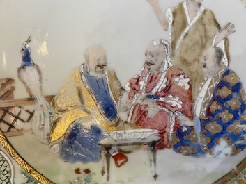 A Chinese famille rose plate after Cornelis Pronk: 'Doctor's visit', Qianlong
