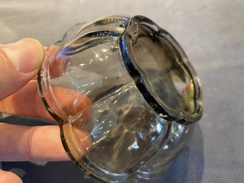 A Chinese rock crystal hexafoil bowl, 19/20th C.