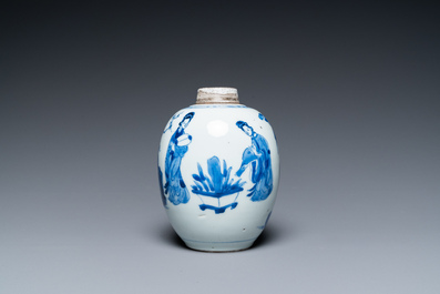A Chinese blue and white 'Long Eliza' jar, Kangxi