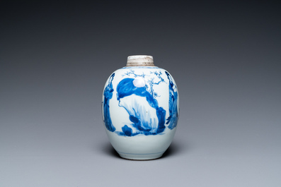 A Chinese blue and white 'Long Eliza' jar, Kangxi