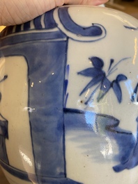 A Chinese blue and white jar, late Ming