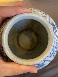 A Chinese blue and white vase with go-players, probably Southern China, 17th C.