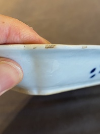 A pair of Chinese blue and white 'herring' dishes, Qianlong