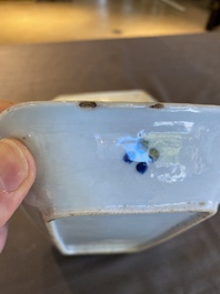 A pair of Chinese blue and white 'herring' dishes, Qianlong