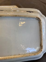 A pair of Chinese blue and white 'herring' dishes, Qianlong