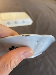 A pair of Chinese blue and white 'herring' dishes, Qianlong