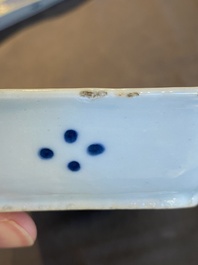 A pair of Chinese blue and white 'herring' dishes, Qianlong