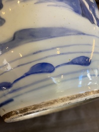 A Chinese blue and white jar, late Ming