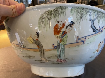 A large Chinese 'ladies and playing children' famille rose bowl, Yongzheng