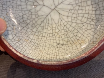 Lave-pinceaux en porcelaine de Chine &agrave; &eacute;mail flamb&eacute;, Qing