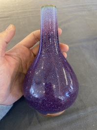 A Chinese flamb&eacute;-glazed bottle vase, 19th C.