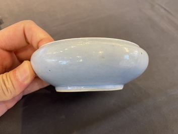 A Chinese monochrome lavender-blue brush washer, Kangxi mark, 19th C.