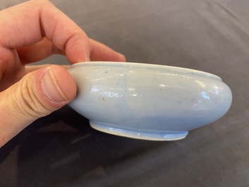 A Chinese monochrome lavender-blue brush washer, Kangxi mark, 19th C.