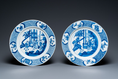 Two Chinese blue and white dishes, Chenghua mark, Kangxi