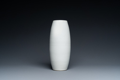 A Chinese monochrome white-glazed vase, 18th C.