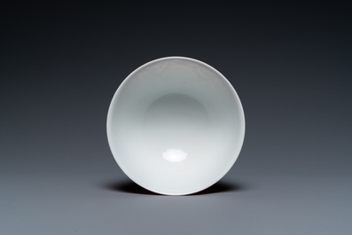 A Chinese coral-ground reserve-decorated 'lotus' bowl, Jiaqing mark, 19/20th C.