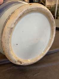 A pair of Chinese blue and white 'Sanxing' vases, Jiaqing