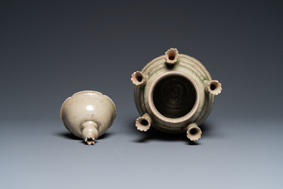 A rare Chinese Yueyao covered urn, probably Song