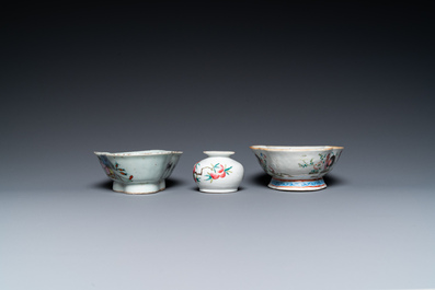 Collection vari&eacute;e en porcelaine de Chine famille rose et qianjiang cai, 19/20&egrave;me