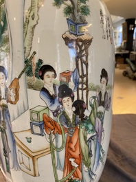 Two Chinese famille rose vases, signed Heng Shengyi 横甡義 and Zhou Yuxing 周裕興, one dated 1904