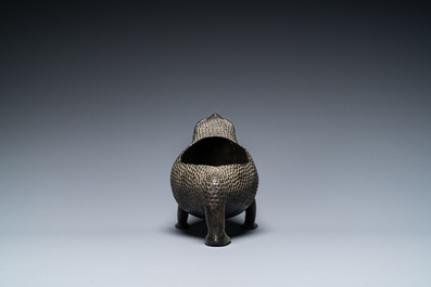 A Chinese bronze 'three-legged toad' censer, Ming