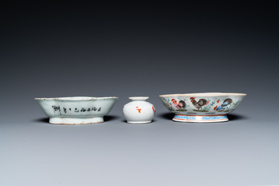 Collection vari&eacute;e en porcelaine de Chine famille rose et qianjiang cai, 19/20&egrave;me