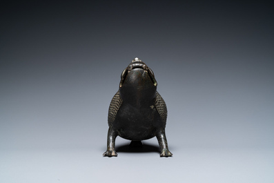 A Chinese bronze 'three-legged toad' censer, Ming