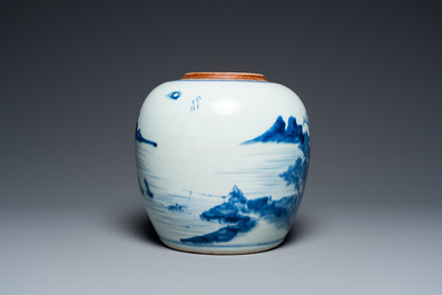 Pot &agrave; gingembre en porcelaine de Chine en bleu et blanc, Kangxi/Qianlong