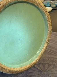 A Chinese famille rose turquoise-ground 'immortals' vase, 19th C.