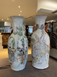 Two Chinese famille rose vases, signed Heng Shengyi 横甡義 and Zhou Yuxing 周裕興, one dated 1904