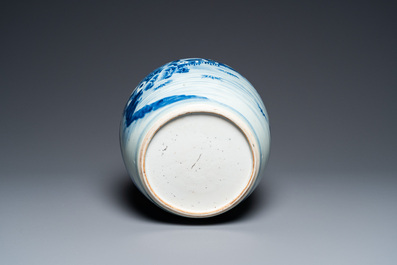 Pot &agrave; gingembre en porcelaine de Chine en bleu et blanc, Kangxi/Qianlong