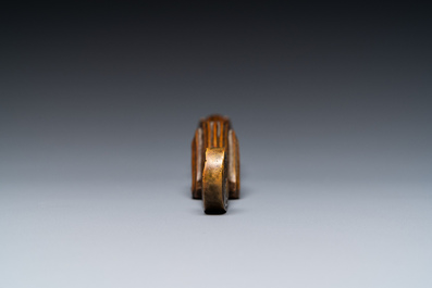 A Chinese bronze 'chilong' scroll weight, probably Qing