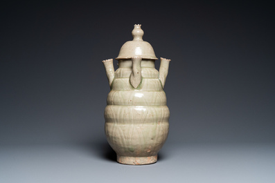 A rare Chinese Yueyao covered urn, probably Song